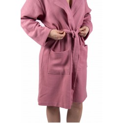 Dames en Heren Badjas, Lichtgewicht - Dunne  Badjas, Sauna Badjas, Ochtend Badjas,100% van Katoen, Kleur Roze 