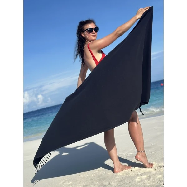 Extra Large Hamamdoek – Voor Strand, Sauna & Meer |95 x 215 cm | Zwart Extra Large Hamamdoek – Voor Strand, Sauna & Meer |95 x 215 cm | Zwart