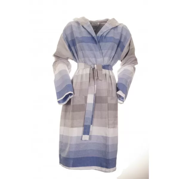 Sauna Badjas, Van Katoen Extra Dun Bruin Wit Blauw Sauna Badjas, Van Katoen Extra Dun Bruin Wit Blauw