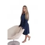 Dames jersey badjas  met ritssluiting en capuchon Marineblauw