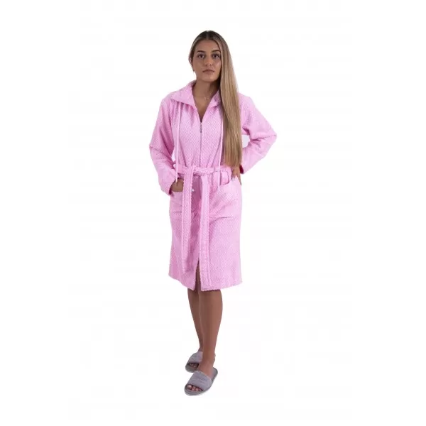 Dames Badjas met ritssluiting van Bamboe, Grijs Dames Badjas met ritssluiting van Bamboe, Grijs