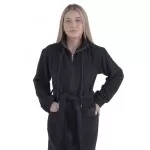 Dames Badjas met ritssluiting van Bamboe, Zwart Dames Badjas met ritssluiting van Bamboe, Zwart