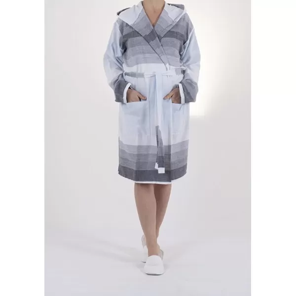Sauna Badjas, Van Katoen Extra Dun Wit Blauw Antraciet Sauna Badjas, Van Katoen Extra Dun Wit Blauw Antraciet