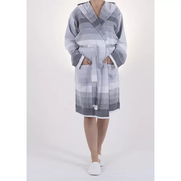 Sauna Badjas, Van Katoen Extra Dun Antraciet Grijs Wit Sauna Badjas, Van Katoen Extra Dun Antraciet Grijs Wit