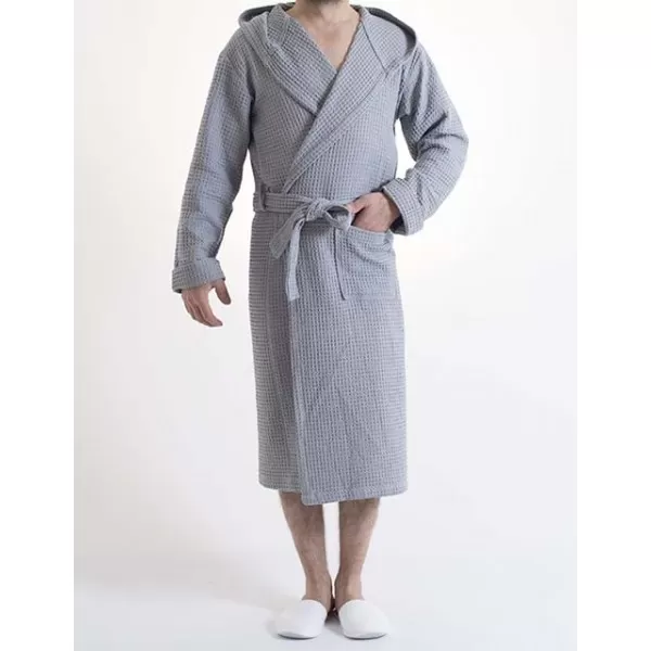 Sauna Wafel badjas , Van Katoen Dun, Grijs 100% katoen Sauna Wafel badjas , Van Katoen Dun, Grijs 100% katoen
