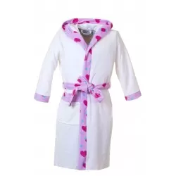 Kinderbadjas , 100% van Katoen Wit Roze 
