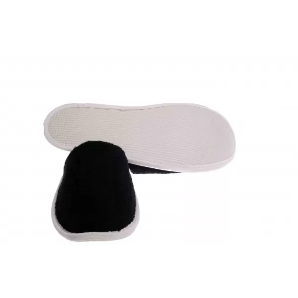 Sauna Slippers BAMBOE Badstof Dichte Teen Zwart, een maat 38/41 Sauna Slippers BAMBOE Badstof Dichte Teen Zwart, een maat 38/41